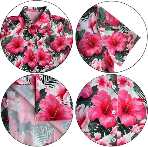 Women's Button Down Hawaiian Shirts Tropical V Neck Summer Beach Blouses Tops Floral Print Vintage Short Sleeve Tees in Saudi Arabia