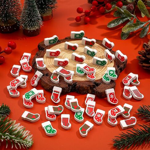 Qilery 60 Pcs Mini Christmas Stocking Eraser Christmas Gifts for Kids Xmas Stocking Pencil Top Erasers Mini Colorful Christmas Stocking Style Eraser for Classroom School Christmas Party Decorations in Saudi Arabia