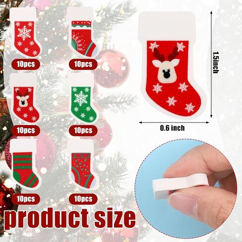 Qilery 60 Pcs Mini Christmas Stocking Eraser Christmas Gifts for Kids Xmas Stocking Pencil Top Erasers Mini Colorful Christmas Stocking Style Eraser for Classroom School Christmas Party Decorations in Saudi Arabia