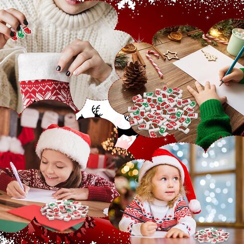 Qilery 60 Pcs Mini Christmas Stocking Eraser Christmas Gifts for Kids Xmas Stocking Pencil Top Erasers Mini Colorful Christmas Stocking Style Eraser for Classroom School Christmas Party Decorations in Saudi Arabia