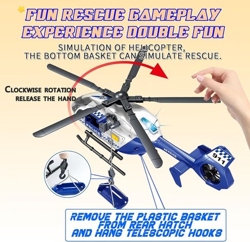 15" Rescue Helicopter Toy Light and Sound Rescue Vehicles Toys for Kids Aged 3 Toddler Kids Boys Gifts (Rescue Helicopter) in Saudi Arabia