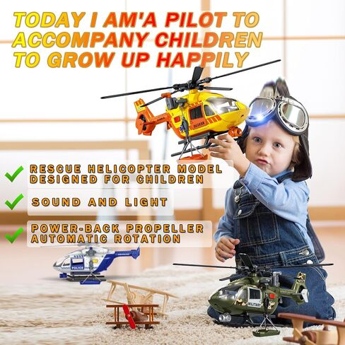 15" Rescue Helicopter Toy Light and Sound Rescue Vehicles Toys for Kids Aged 3 Toddler Kids Boys Gifts (Rescue Helicopter) in Saudi Arabia