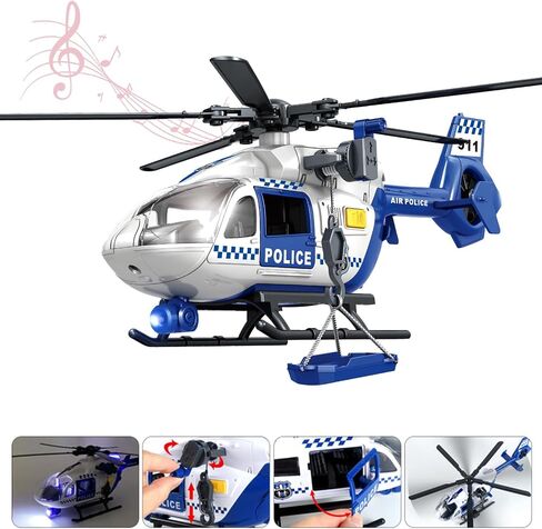 15" Rescue Helicopter Toy Light and Sound Rescue Vehicles Toys for Kids Aged 3 Toddler Kids Boys Gifts (Rescue Helicopter) in Saudi Arabia