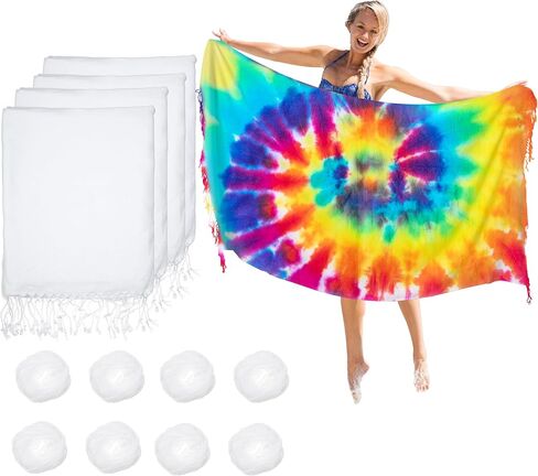 Turkish Beach Towels for Tie-dye Oversized White Beach Towel for tie dye Party 71x39 Lightweight Beach Blanke for Bath Towel Travel Towels with tie dye Thread (1) (4PCS) in Kuwait