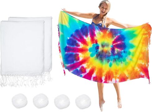 Turkish Beach Towels for Tie-dye Oversized White Beach Towel for tie dye Party 71x39 Lightweight Beach Blanke for Bath Towel Travel Towels with tie dye Thread (1) (4PCS) in Kuwait