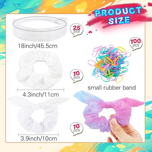 45 قطعة من إكسسوارات الشعر القطنية البيضاء لمستلزمات الحفلات، بما في ذلك 25 سكرانشيز و10 ربطات شعر على شكل فيونكة و10 عصابة رأس غير قابلة للانزلاق و100 شريط مطاطي صغير للنساء والفتيات صبغة ربطات عنق ذاتية الصنع in Kuwait