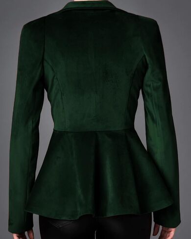 LifeShe Women's Velvet Blazer Work Office Dressy Lapel Collar Double Breasted Peplum Blazers Jacket in Saudi Arabia