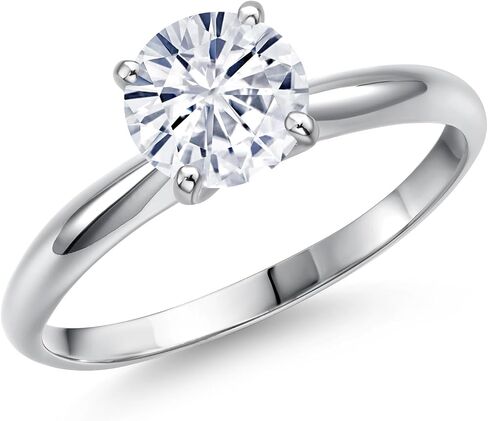 Gem Stone King PT950 Platinum 950 6.5MM Round Gemstone Birthstone Solitaire Engagement Ring | Wedding Engagement Anniversary Promise Ring For Women | Available In Size 5, 6, 7, 8, 9 in Saudi Arabia