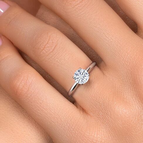 Gem Stone King PT950 Platinum 950 6.5MM Round Gemstone Birthstone Solitaire Engagement Ring | Wedding Engagement Anniversary Promise Ring For Women | Available In Size 5, 6, 7, 8, 9 in Saudi Arabia
