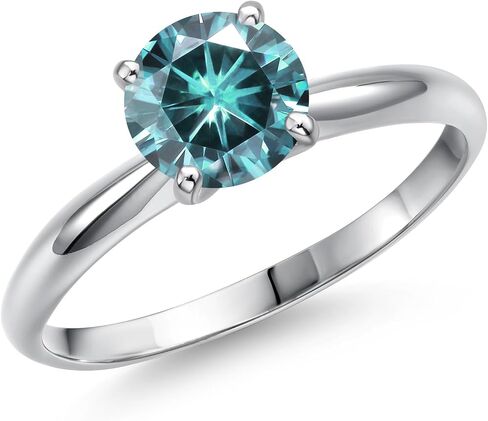 Gem Stone King PT950 Platinum 950 6.5MM Round Gemstone Birthstone Solitaire Engagement Ring | Wedding Engagement Anniversary Promise Ring For Women | Available In Size 5, 6, 7, 8, 9 in Saudi Arabia