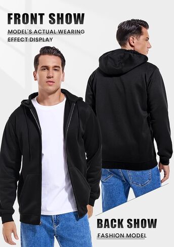 Gesean Men's Zip Up Fleece Hoodie Casual Drawstring Hooded Sweatshirt with Kanga Pocket in Saudi Arabia