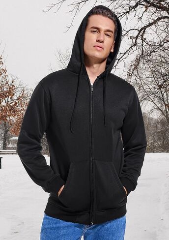 Gesean Men's Zip Up Fleece Hoodie Casual Drawstring Hooded Sweatshirt with Kanga Pocket in Saudi Arabia