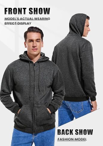 Gesean Men's Zip Up Fleece Hoodie Casual Drawstring Hooded Sweatshirt with Kanga Pocket in Saudi Arabia