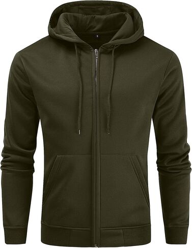 سويت شيرت بغطاء للرأس من الصوف بسحاب للرجال من Gesean كاجوال برباط مع جيب كانجا in Kuwait