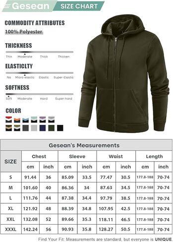 سويت شيرت بغطاء للرأس من الصوف بسحاب للرجال من Gesean كاجوال برباط مع جيب كانجا in Kuwait