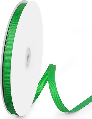 100 Yards 3/8 inch Grosgrain Ribbon, Solid Color Fabric Ribbon Perfect for Gift Wrapping, Wedding, Handmade Bows, Floral Bouquets and Party Decoration(Green) in Kuwait