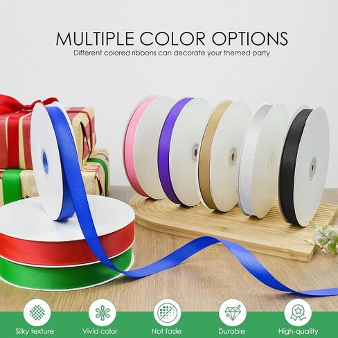 100 Yards 3/8 inch Grosgrain Ribbon, Solid Color Fabric Ribbon Perfect for Gift Wrapping, Wedding, Handmade Bows, Floral Bouquets and Party Decoration(Green) in Kuwait
