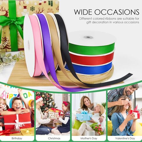 100 Yards 3/8 inch Grosgrain Ribbon, Solid Color Fabric Ribbon Perfect for Gift Wrapping, Wedding, Handmade Bows, Floral Bouquets and Party Decoration(Green) in Kuwait
