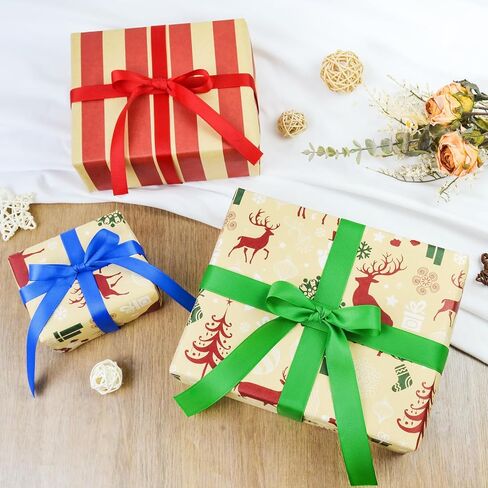 100 Yards 3/8 inch Grosgrain Ribbon, Solid Color Fabric Ribbon Perfect for Gift Wrapping, Wedding, Handmade Bows, Floral Bouquets and Party Decoration(Green) in Kuwait