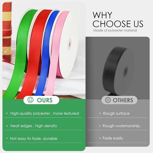 100 Yards 3/8 inch Grosgrain Ribbon, Solid Color Fabric Ribbon Perfect for Gift Wrapping, Wedding, Handmade Bows, Floral Bouquets and Party Decoration(Green) in Kuwait