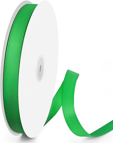 100 Yards 3/8 inch Grosgrain Ribbon, Solid Color Fabric Ribbon Perfect for Gift Wrapping, Wedding, Handmade Bows, Floral Bouquets and Party Decoration(Green) in Kuwait