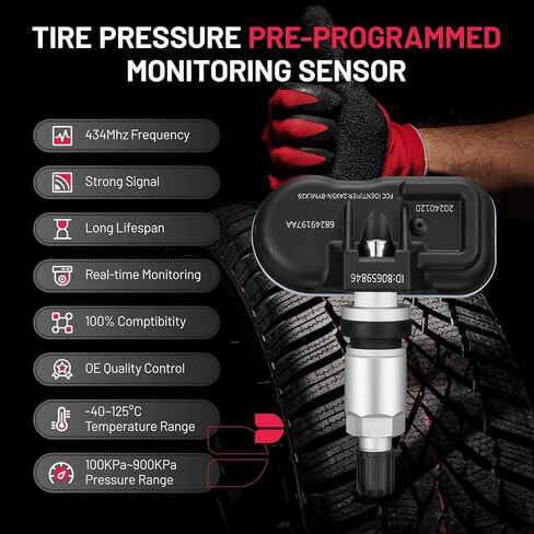 BDFHYK 68249197AA 434MHz Tire Pressure Monitoring System TPMS Sensors Compatible for 2016-2019 Jeep Cherokee(KL), 2014-2022 RAM 1500 (DS DX(5-Lug) RAM 2500 3500 4500 5500 in Saudi Arabia