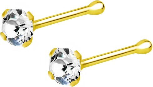 Forbidden Body Jewelry 22g 18k Gold Plated Sterling Silver CZ Simulated Diamond Nose Stud, 2.5mm in Kuwait