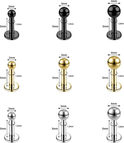 16G/18G Labret Tragus Studs الجراحية الصلب محارة مونرو ميدوسا الشفاه الحلزون الغضروف أقراط ترصيع للنساء الرجال، خيط داخلي الأنف مسمار ثقب المجوهرات in Kuwait