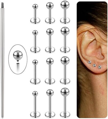 16G/18G Labret Tragus Studs الجراحية الصلب محارة مونرو ميدوسا الشفاه الحلزون الغضروف أقراط ترصيع للنساء الرجال، خيط داخلي الأنف مسمار ثقب المجوهرات in Kuwait