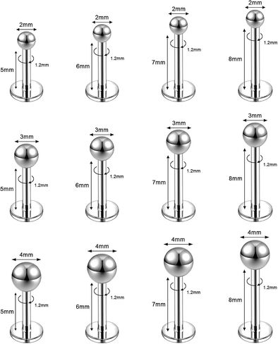 16G/18G Labret Tragus Studs الجراحية الصلب محارة مونرو ميدوسا الشفاه الحلزون الغضروف أقراط ترصيع للنساء الرجال، خيط داخلي الأنف مسمار ثقب المجوهرات in Kuwait