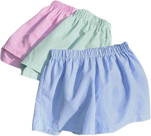 GORGLITTER Women's 3 Piece Striped Shorts Elastic High Waisted Straight Leg Summer Shorts in Saudi Arabia