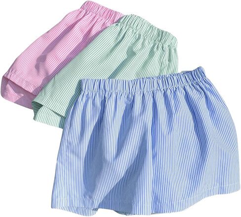 GORGLITTER Women's 3 Piece Striped Shorts Elastic High Waisted Straight Leg Summer Shorts in Saudi Arabia