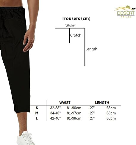 Desert Dress Men Muslim Islamic Trousers Jogging Sirwal Cotton Afghan Pants ElasticWaist for Prayer Eid Buggy Under Thobe in Kuwait