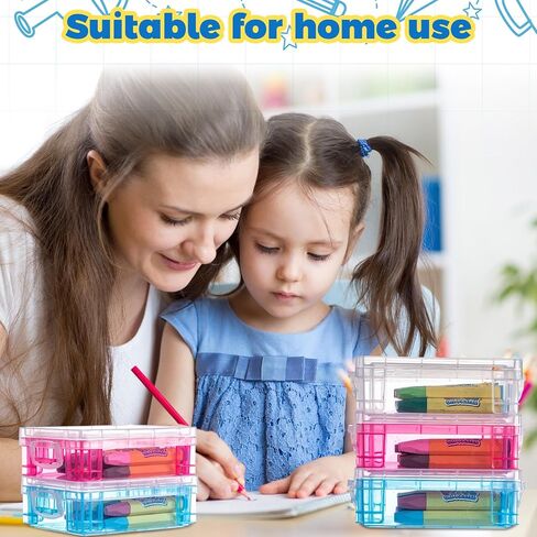 Suzile 40 Pcs Plastic Crayon Boxes Stackable Transparent Crayon Organizer with Lid Crayon Storage Containers Bulk for Office School Classroom Supplies Pen Pencil Art Crafts (Clear, Red, Blue) in Saudi Arabia