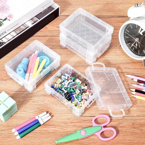 Suzile 40 Pcs Plastic Crayon Boxes Stackable Transparent Crayon Organizer with Lid Crayon Storage Containers Bulk for Office School Classroom Supplies Pen Pencil Art Crafts (Clear, Red, Blue) in Saudi Arabia