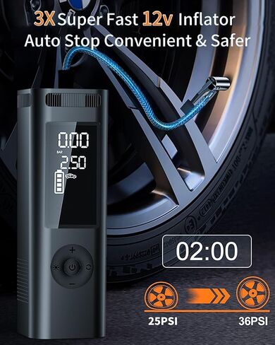 Tire Inflator Portable Air Compressor, 90W 7800 mAh 3x Faster Air Pump for Car Tires with Tire Gauge Pressure, Tire Pump for Cars, Suv, Bikes, Motorcycles, Balls in Saudi Arabia