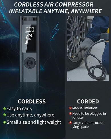 Tire Inflator Portable Air Compressor, 90W 7800 mAh 3x Faster Air Pump for Car Tires with Tire Gauge Pressure, Tire Pump for Cars, Suv, Bikes, Motorcycles, Balls in Saudi Arabia