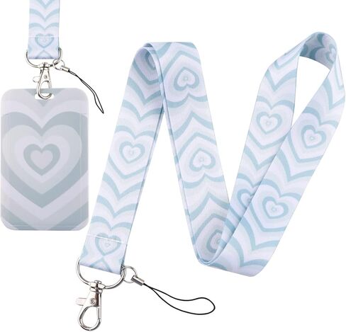 Blue ID Badge Holder Lanyard for Keys Cute Aesthetic Key Lanyard for Women Girls Teachers for ID Badges Preppy Lanyard for Students ID Card Love Heart Keychain Lanyard ID Holder in Saudi Arabia