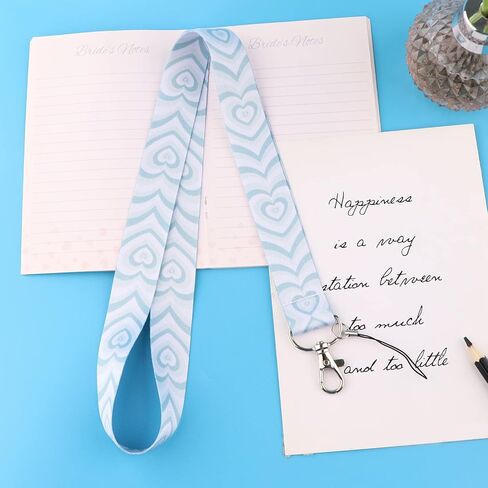 Blue ID Badge Holder Lanyard for Keys Cute Aesthetic Key Lanyard for Women Girls Teachers for ID Badges Preppy Lanyard for Students ID Card Love Heart Keychain Lanyard ID Holder in Saudi Arabia