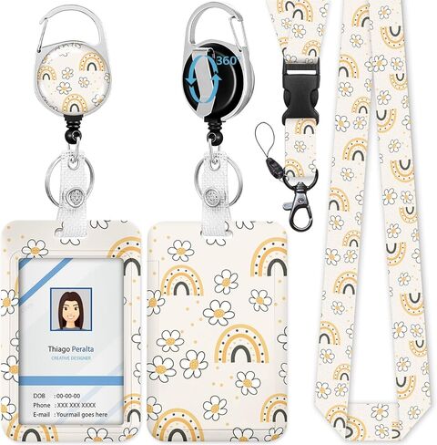 حامل شارة الهوية مع حبل قصير، حامل شارة زهرة لطيفة مع حبال قابلة للفصل، بطاقة عمل قوس قزح قابلة للسحب، بطاقة هوية رأسية لطلاب الممرضات والمدرسين وموظفي المكتب in Kuwait