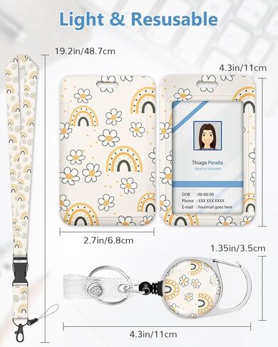 حامل شارة الهوية مع حبل قصير، حامل شارة زهرة لطيفة مع حبال قابلة للفصل، بطاقة عمل قوس قزح قابلة للسحب، بطاقة هوية رأسية لطلاب الممرضات والمدرسين وموظفي المكتب in Kuwait