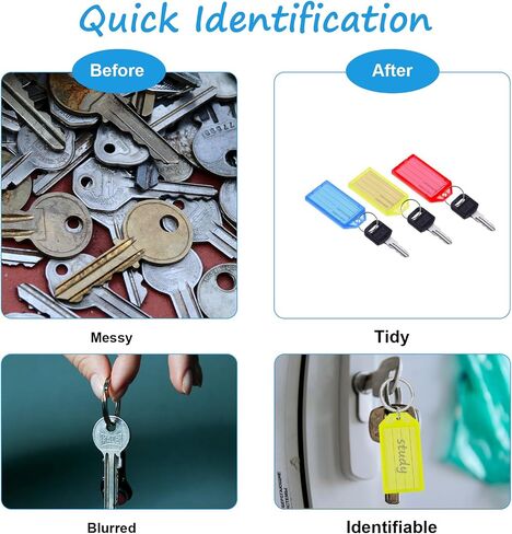 32 Pack Plastic Key Tags with Ring, 8 Assorted Colours Plastic Key Tags with Labels, Key Identifiers Tags, Name Tags Labels, Adapt to Name, Luggage, Pets, Bags, and USB Drive in Saudi Arabia