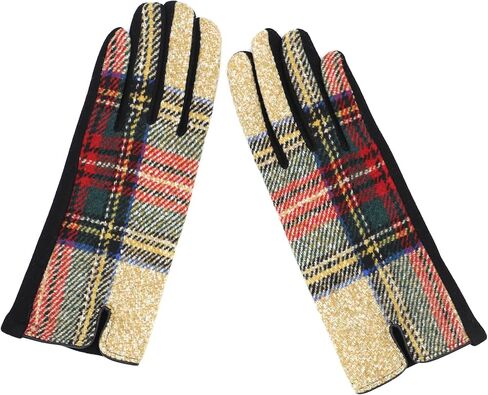 Achillea 2 Pairs Women’s Festive Tweed Tartan Plaid Gloves w/Touchscreen Finger in Saudi Arabia