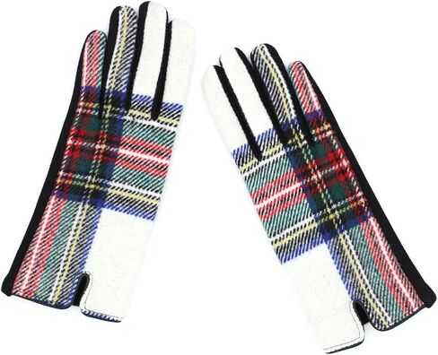 Achillea 2 Pairs Women’s Festive Tweed Tartan Plaid Gloves w/Touchscreen Finger in Saudi Arabia