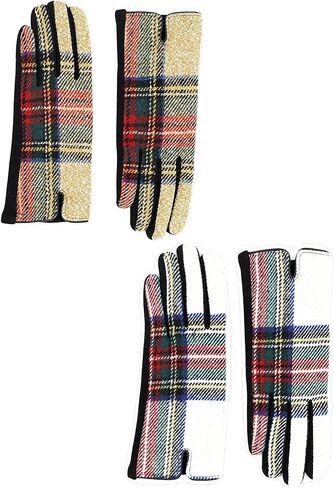 زوجان من قفازات Achillea النسائية الاحتفالية منقوشة من التويد الترتان مع إصبع يعمل باللمس in Kuwait