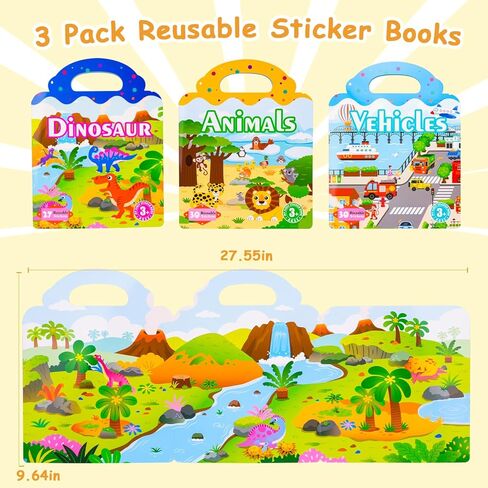 4 كتب ملصقات قابلة لإعادة الاستخدام للأطفال الصغار 2-4 سنوات، كتب ملصقات قابلة لإعادة الاستخدام للأطفال الصغار 1-3 مع 126 ملصقًا قابلاً لإعادة الاستخدام، كتب ملصقات للأطفال من سن 2-4 سنوات، كتاب أنشطة ملصقات منتفخ للأطفال الصغار فتاة صبي in Kuwait