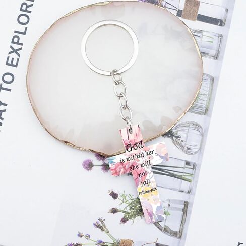 OEHEDOU Christian Gifts For Women Cross Keychain Religious Gifts For Women Girls Spiritual Gifts For Women Bible Verse Prayers Gifts Faith Based Gifts God Is Within Her She Will Not Fall in Kuwait