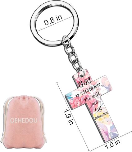 OEHEDOU Christian Gifts For Women Cross Keychain Religious Gifts For Women Girls Spiritual Gifts For Women Bible Verse Prayers Gifts Faith Based Gifts God Is Within Her She Will Not Fall in Kuwait