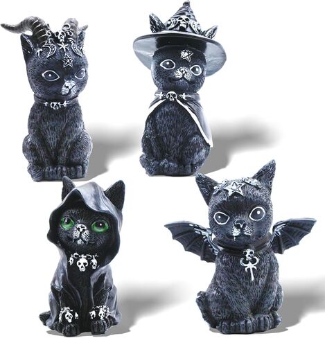 4 Cats Garden Decor Outdoor Statues Décor Black Cat Figurines, Gothic Home Decor, Cats Figurines Outdoor Lawn Ornament Decoration for Cats Lovers in Saudi Arabia