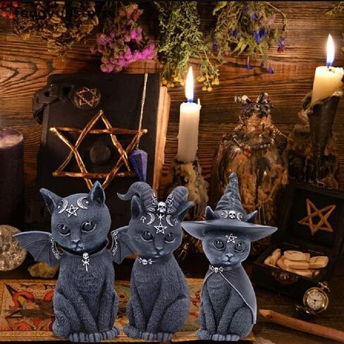 4 Cats Garden Decor Outdoor Statues Décor Black Cat Figurines, Gothic Home Decor, Cats Figurines Outdoor Lawn Ornament Decoration for Cats Lovers in Saudi Arabia